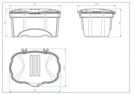 Streugutbehälter, 70 liter, blau
