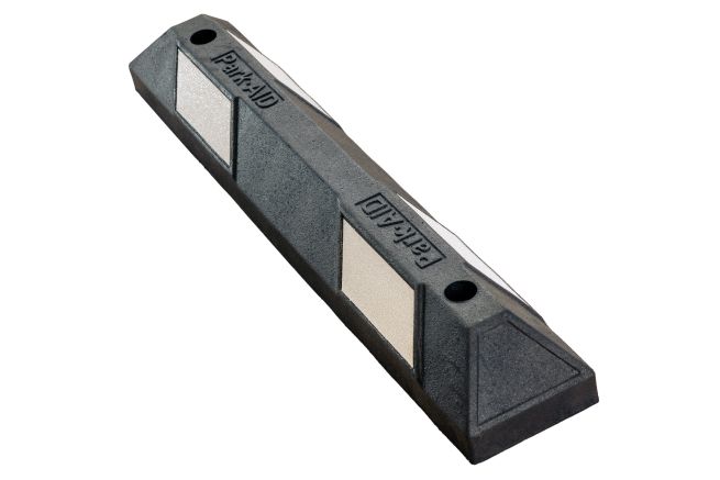 Parkplatzbegrenzung / Radstopp schwarz 900 x 150 x 100 mm,  weiß reflektierend