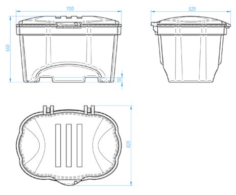 Streugutbehälter, 250 liter, blau