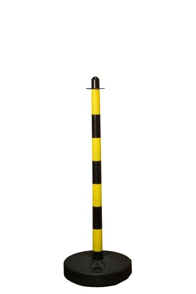 Chain post 900 mm, plastic base round, yellow / black