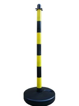 Chain post 900 mm, plastic base round, yellow / black