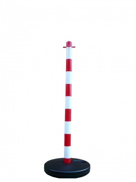 Chain post 1100 mm, plastic base round, white / red