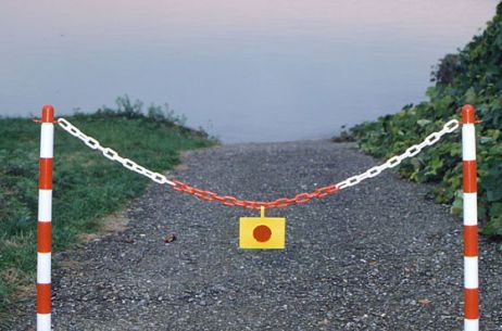 Chain post 900 mm, recycling foot, white / red