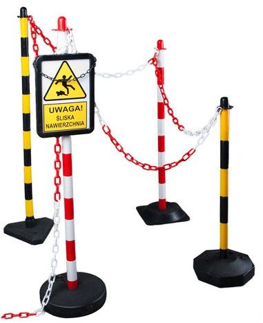 Chain post 1300 mm, recycling foot, yellow / black