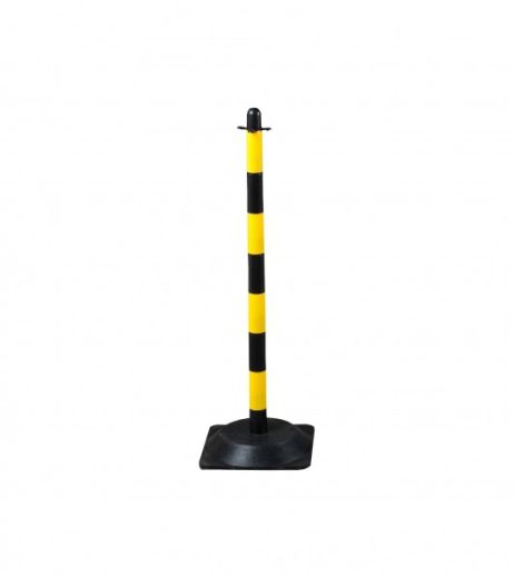 Chain post 900 mm, recycling foot, yellow / black