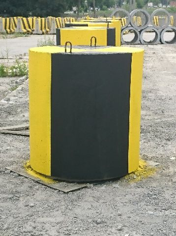 Concrete cylinder 100/80 cm yellow and black- concrete barrier