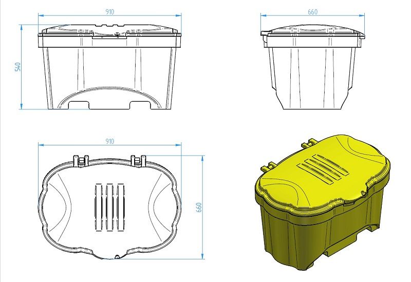 Streugutbehälter, 150 liter, gelb