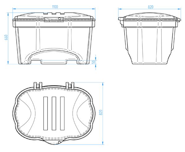 Streugutbehälter, 250 liter, blau