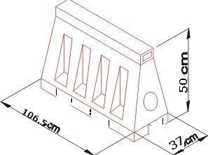 Road barrier U-14 / U-25 50 cm high-yellow