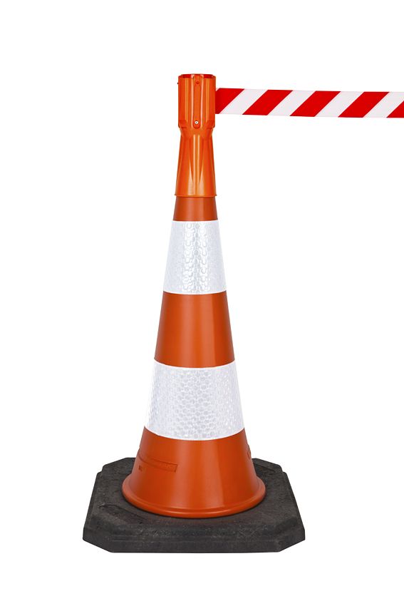 Stretch tape - 5 m - cassette / bollard overlay, red/white