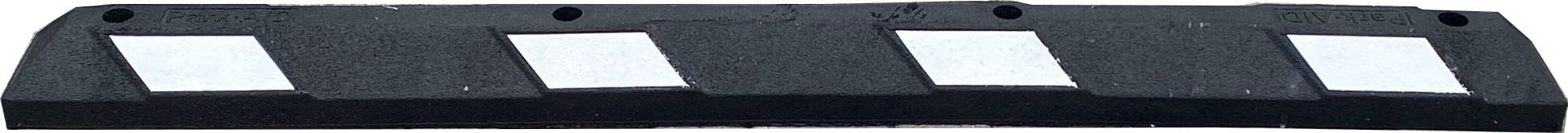 Rubber parking stopper black, with white tape