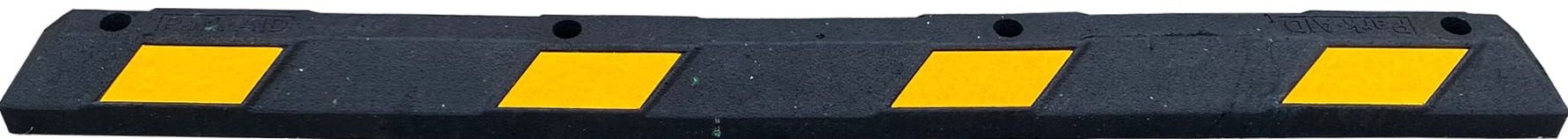 Rubber parking stopper black, with yellow tape