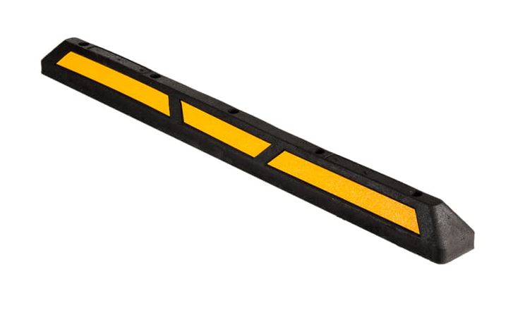 Rubber parking stopper black, yellow reflectors
