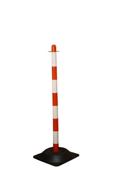 Chain post 900 mm, recycling foot, white / red