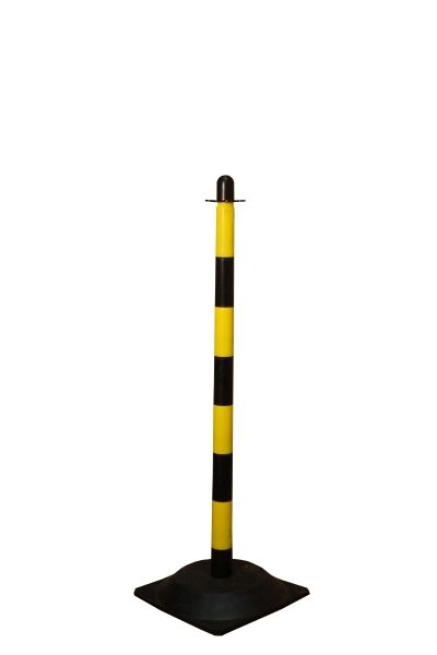 Chain post 900 mm, recycling foot, yellow / black