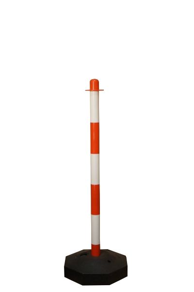 Chain post 900 mm, plastic base, white / red