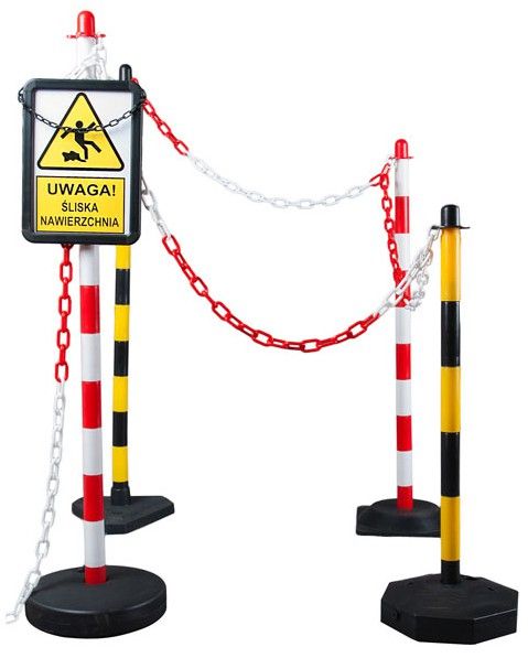 Chain post 900 mm, plastic base, white / red