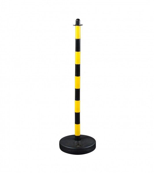 Chain post 1100 mm, plastic base round, yellow / black