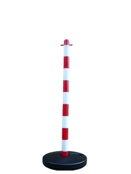 Chain post 1100 mm, plastic base round, white / red