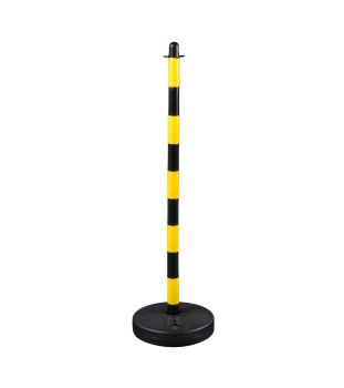 Chain post 1100 mm, plastic base round, yellow / black