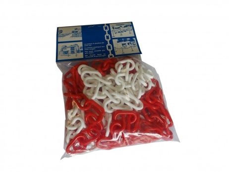 Kit chaîne de signalisation 6 mm blanc/rouge 5 m + 2 raccordements