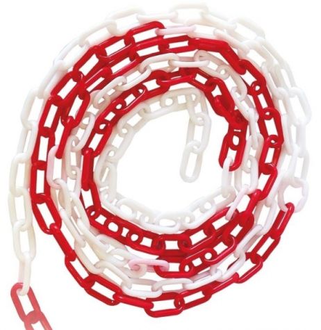 Chaîne de signalisation plastique 5 mm blanc / rouge