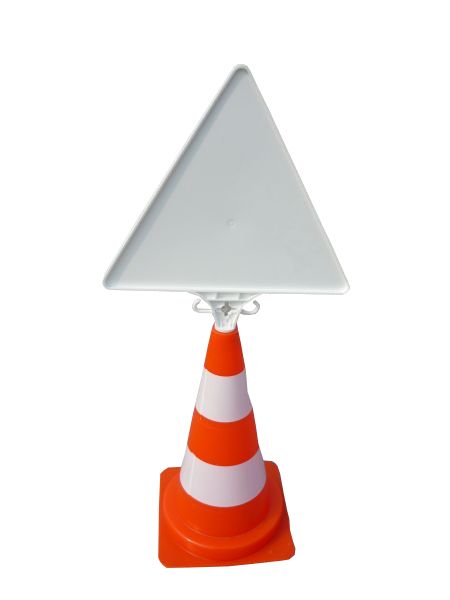 Plaque de signalisation triangulaire pour cône et poteau 420x365 mm