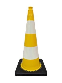 Cône de signalisation 75 cm jaune PVC/REC – Réfléchissant