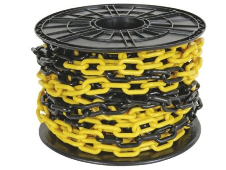 Chaîne en plastique 6 mm jaune et noir - Bobine de 50 m