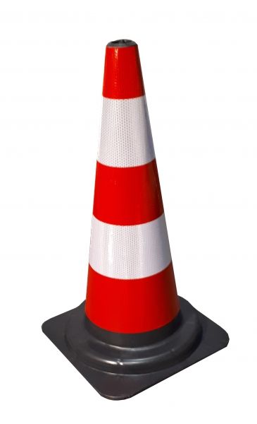Cône de route 540 mm PVC réfléchissant R2 base noire 1,6 kg