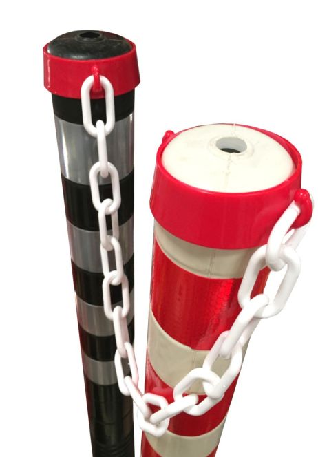 Poteau flexible de balisage 1000 mm blanc - Ruban rouge
