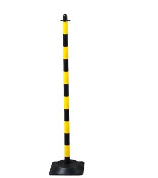 Poteau à chaîne 130 cm jaune/noir - base caoutchouc