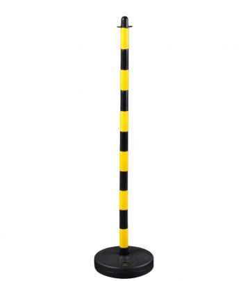 Poteau à chaîne 1300 mm jaune/noir - socle plastique