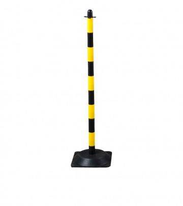 Poteau à chaîne 130 cm jaune/noir - base caoutchouc