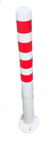 Poteau flexible de balisage 1000 mm blanc - Ruban rouge