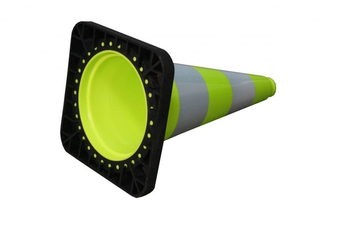 Cône de signalisation 75 cm vert PVC/REC – Réfléchissant