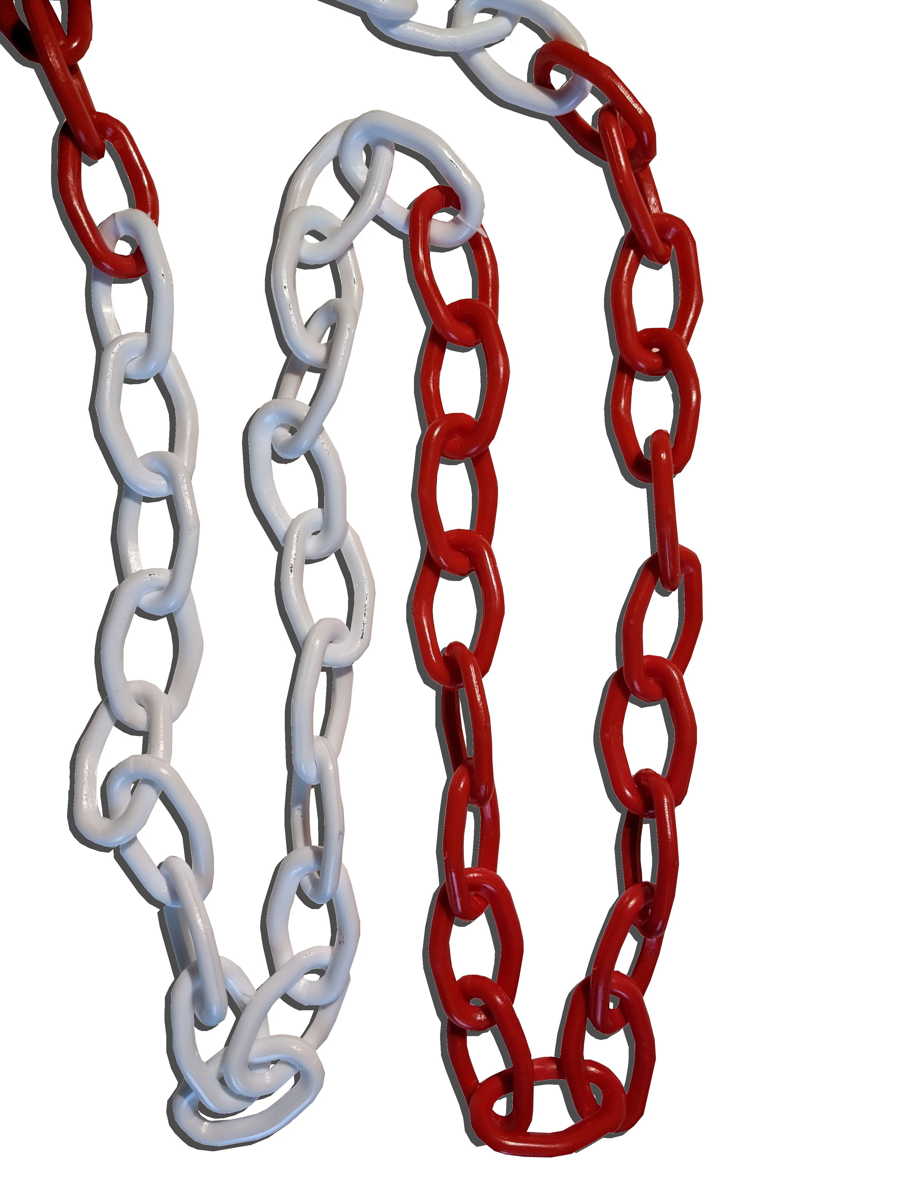 Chaîne en plastique 25 m rouge/blanc 5,5 mm