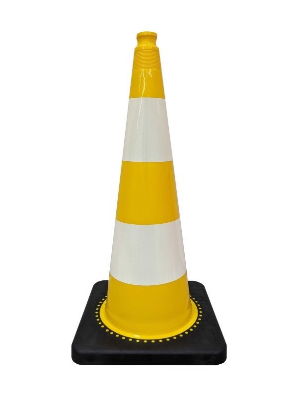 Cône de signalisation 75 cm jaune PVC/REC – Réfléchissant