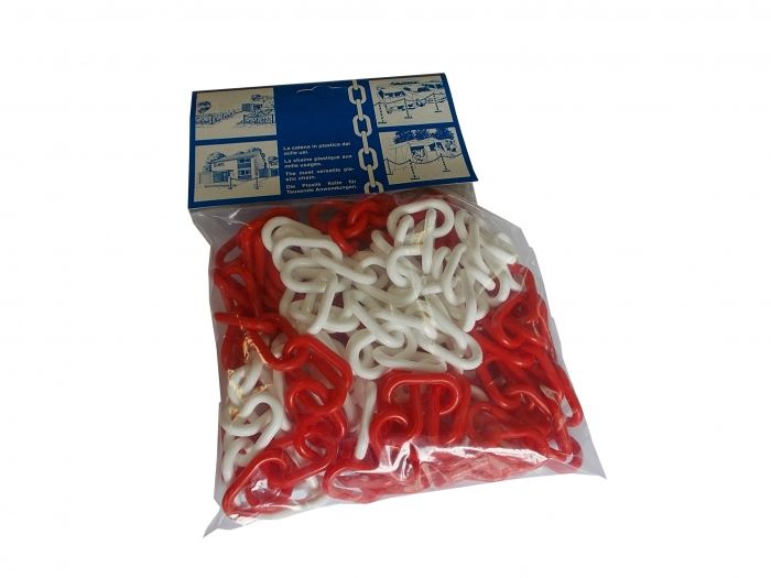 Kit chaîne de signalisation 6 mm blanc/rouge 5 m + 2 raccordements