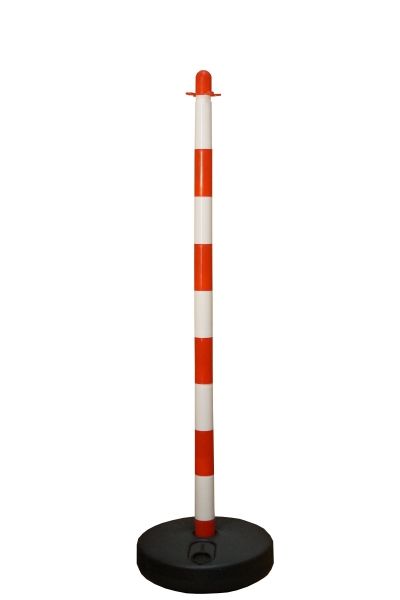 Poteau à chaîne 1100 mm rouge/blanc - socle plastique
