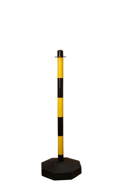 Poteau à chaîne 90 cm jaune et noir embase octogonale