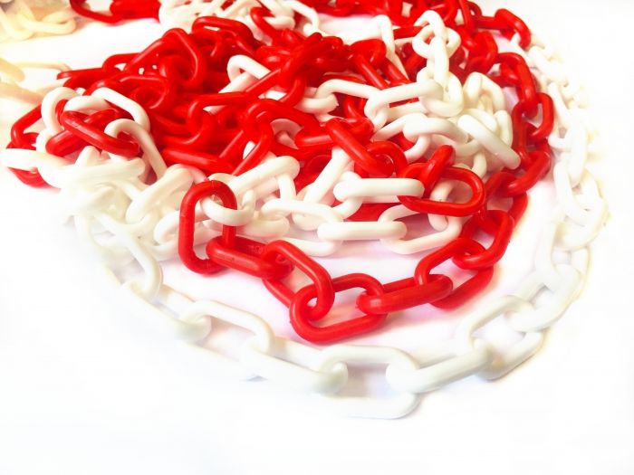 Chaîne de signalisation plastique 5 mm blanc / rouge