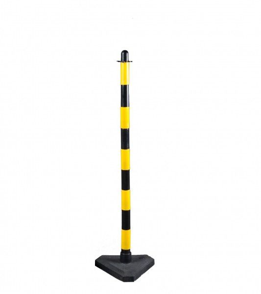 Poteau à chaîne 110 cm jaune et noir - Embase béton
