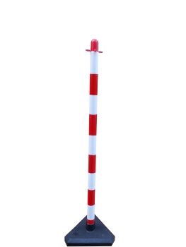Poteau à chaîne 110 cm rouge et blanc - Embase béton