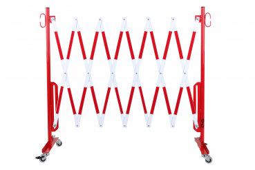Safety gate with roller feet 3.6 m, red / white