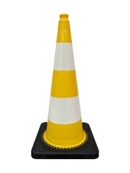 Traffic cone 75 cm PVC / REC yellow - reflective