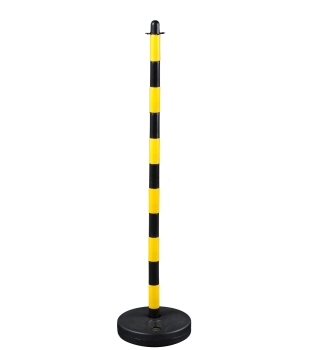 Chain post 1300 mm, plastic base round, yellow / black