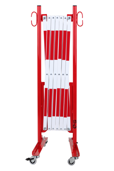Scherengitter-3,6-m-Rot-Weiß-Rollenfüßen-1