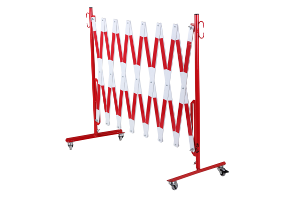 Scherengitter-4-m-Rot-Weiß-Rollenfüßen-3