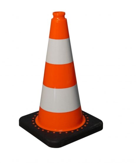 Cono da cantiere 500 mm in PVC con base pesante - Rifrangente R1